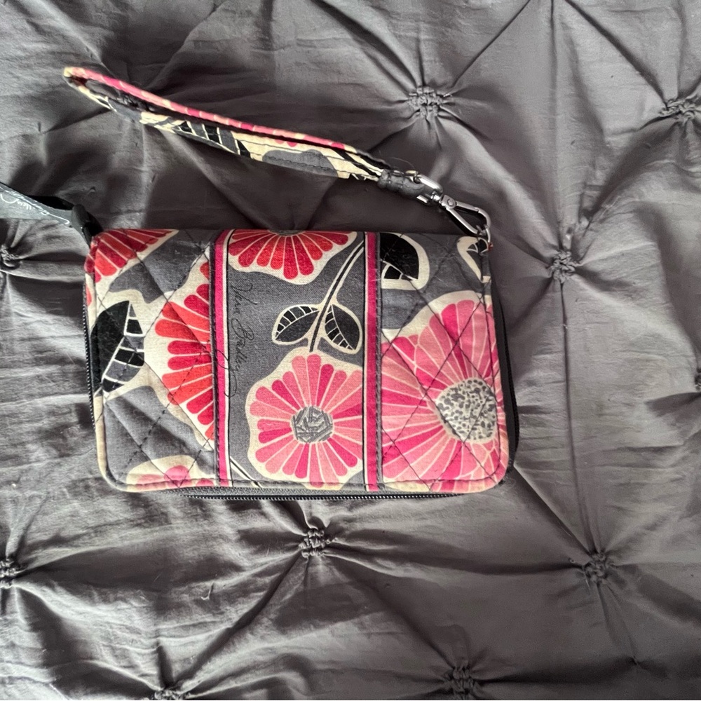 Vera Bradley Pink and Black Floral Wristlet